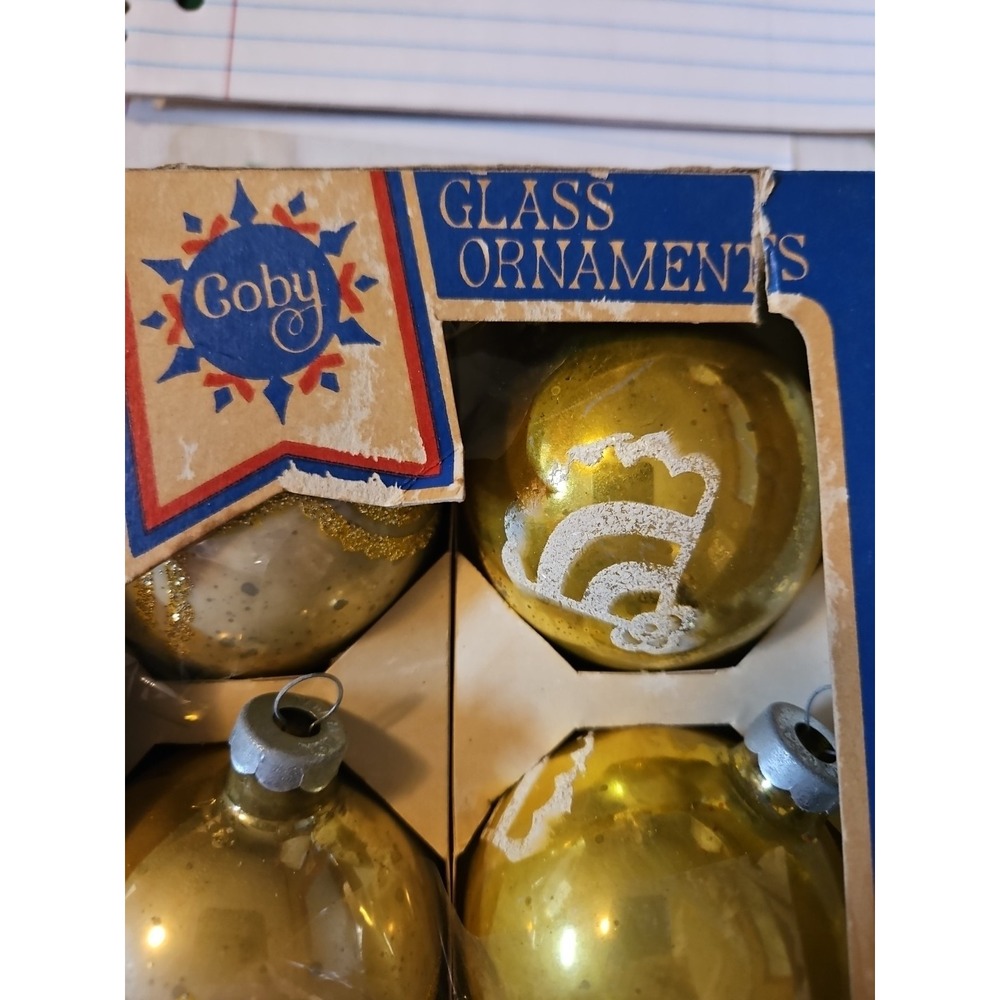 Vintage COBY Glass Christmas Balls / Original Box (497) - Picture 2 of 9